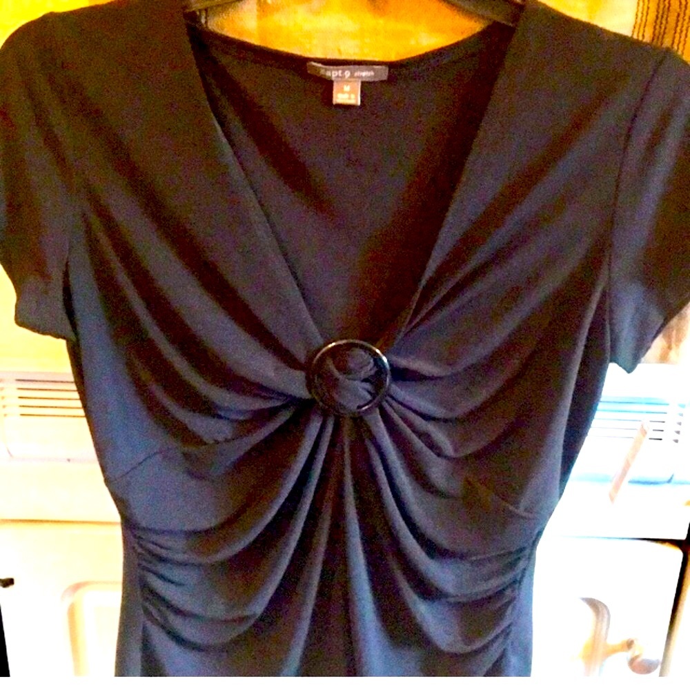 NWT.  Apt 9 stretch black shirred top